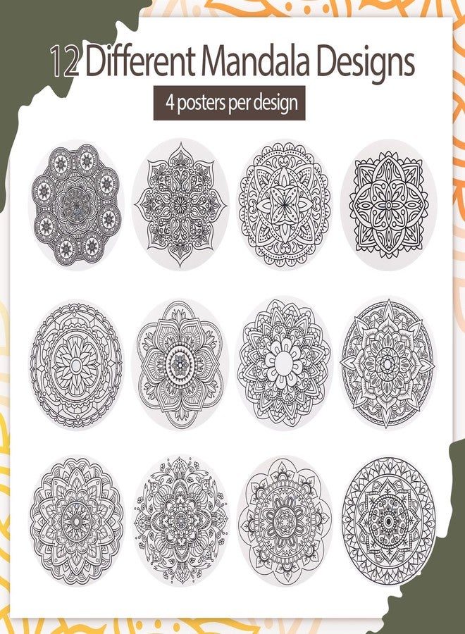 Zhanmai 48 Pack Velvet Coloring Posters Mandala Fuzzy Felt Coloring Pages Mandala Works Adult Color Your Own Poster Bulk for Holiday Gifts Party Activities - Image 3